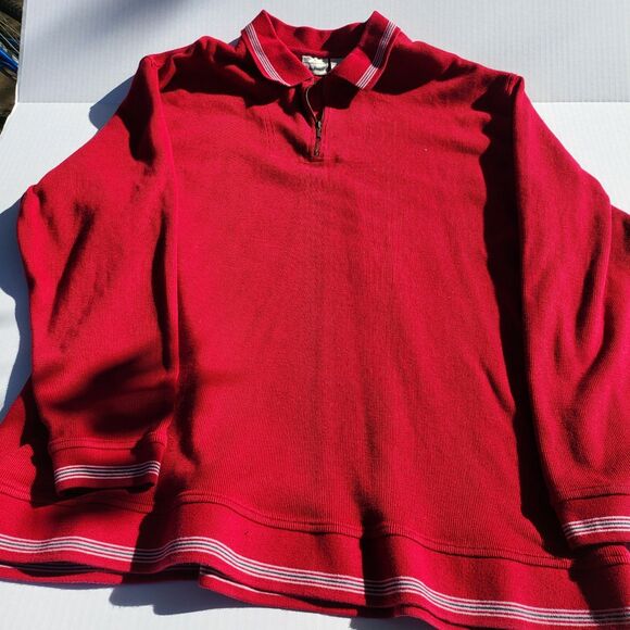 LL Bean Mens Sweater Size XL Double L Quarter Zip Red Knit 1/4 Zip Holiday - Picture 2 of 10